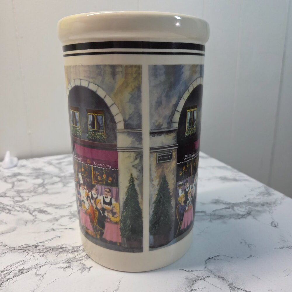 California Pantry Paris Cafe Classic Ceramic Utensil Holder Wine Chiller Cooler - Picture 5 of 9